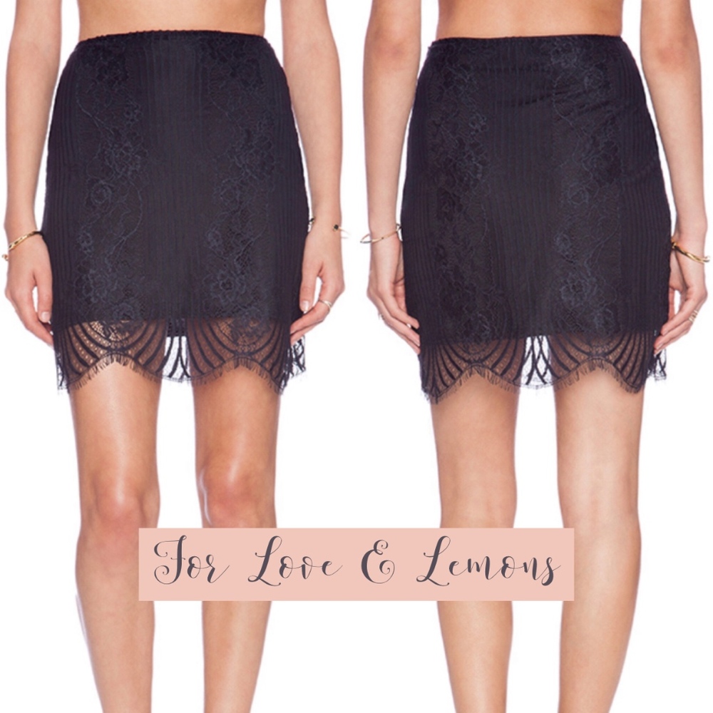 🚫SOLD🚫 For Love & Lemons Black Lace Mini Skirt S EUC